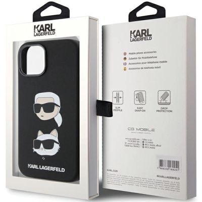 8. Karl Lagerfeld Silicone Karl&Choupette Head case for iPhone 15 Plus / 14 Plus - black