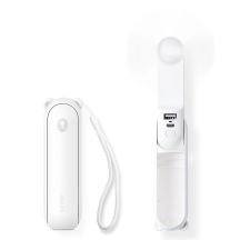 Jisulife Handheld Fan Life8 Mini Portable USB Fan with 2000mAh Power Bank and Flashlight - White