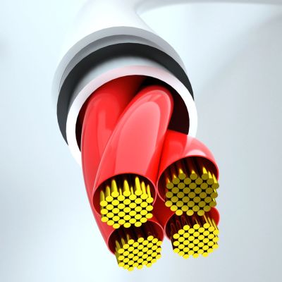 3. USB cable - USB C / micro USB / Lightning 480Mb/s 6A 1.2m - white