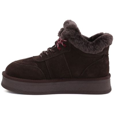 3. Women's leather suede platform ankle boots brown Big Star UU274312