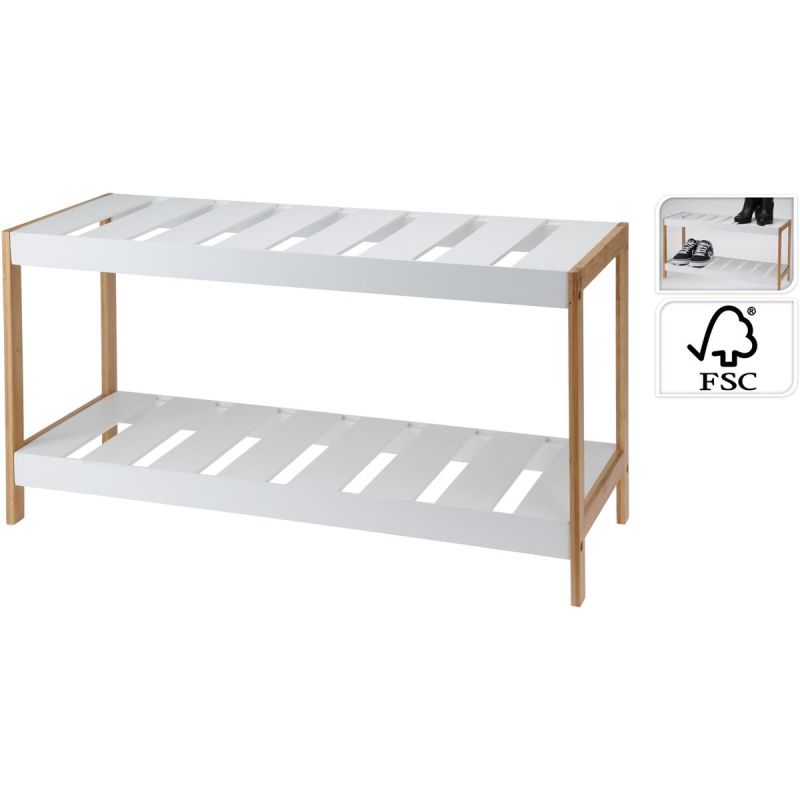 4. BAMBOO SHELF 2-TIERS SHOE CABINET