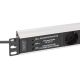 4. PDU Rack 19" power strip with surge protection + EMI/RFI filter, 7 Schuko CEE 7/3 (45°) sockets, 2m cable, Unischuko CEE 7/7 plug, 16A, aluminum