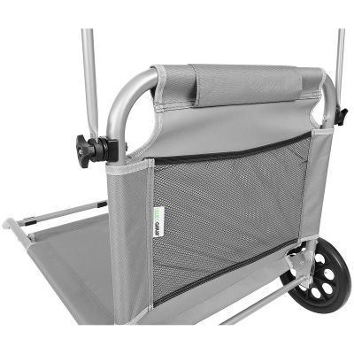25. FOLDABLE BEACH CHAIR WITH CANOPY ON WHEELS 116x62x62-90CM GRAY