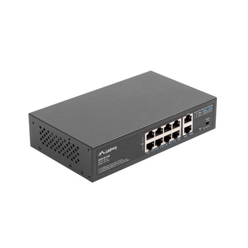 5. Lanberg Switch PoE+ Rack 10"/19" RSFE-8P-2GE-120