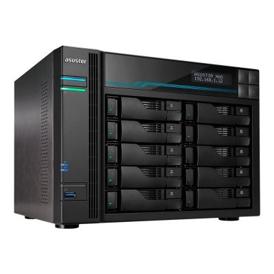 13. AS6510T NAS; LOCKERSTOR 10, 10x (3.5" SATA HDD/ 2.5" SSD), Intel ATOM C3538, 8GB DDR4 SODIMM (max. 64GB), 2x 10GbE, 2x 5GbE, 2x M.2 2280 NVMe PCIe 3.0, 2x USB 3.2