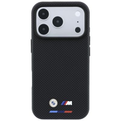 3. BMW M Quadrille Kevlar Tricolor & Metal Logo MagSafe Case for iPhone 17 Pro Max / 18 Pro Max - Black