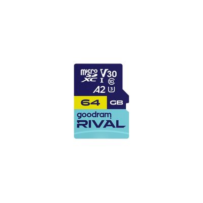 6. GOODRAM microSDXC 64GB V30 A2 UHS I U3 RIVAL + adapter
