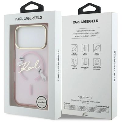 8. Karl Lagerfeld IML Choupettes Karl Script Logo MagSafe Case for iPhone 17 Pro - Pink