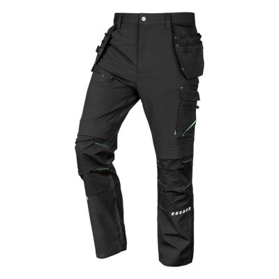 Mix&Match work trousers, 4-way stretch, with holsters, Cordura, black, size L