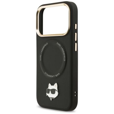 6. Karl Lagerfeld Big Strap Choupette Metal Logo MagSafe Case for iPhone 17 Pro Max - Black