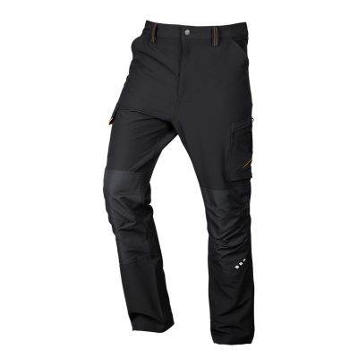 Mix&Match Work Trousers, 4-Way Stretch, Black and Orange, Size S