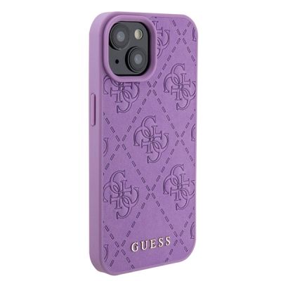 4. Guess GUHCP15SP4EPMU iPhone 15 6.1" purple/light purple hardcase Leather 4G Stamped