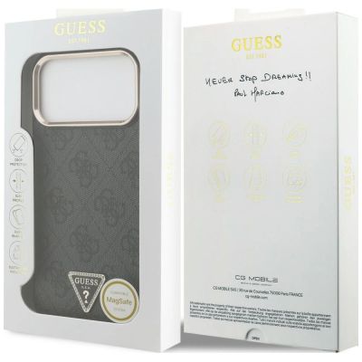 8. Guess 4G Triangle Logo MagSafe Case for iPhone 18 Pro Max / 17 Pro Max, black – gold