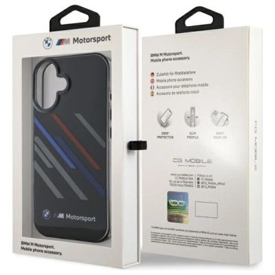 8. BMW Motosport IML Random Stripes iPhone 16 Plus Case - Black