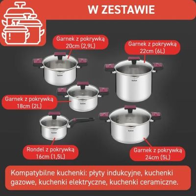 7. TEFAL Cook & Clip pot set 10 pieces G723SA74