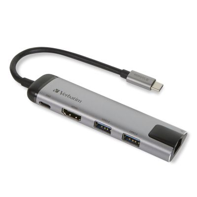 Verbatim 49141 USB 3.2 Gen 1 (3.1 Gen 1) Type-C Docking Station Black, Silver