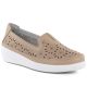 Comfortable women's leather shoes with openwork pattern in beige Evento 6849