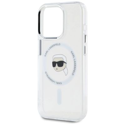 6. Karl Lagerfeld IML Metal Karl Head MagSafe Case for iPhone 15 Pro Max White