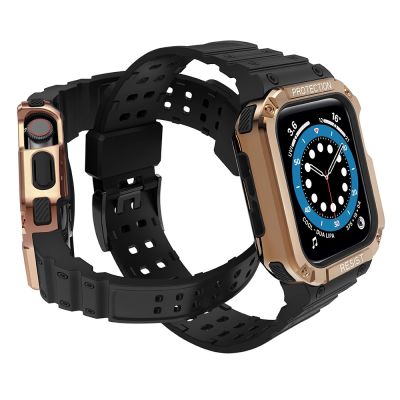 3. Protect Strap Band for Apple Watch 42/44/45mm Armored Case Strap - Black, Rose Gold