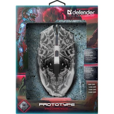 5. DEFENDER WIRED MOUSE PROTOTYPE GM-670L OPTIC 800/1200/1600/2400 DPI 6P 52670