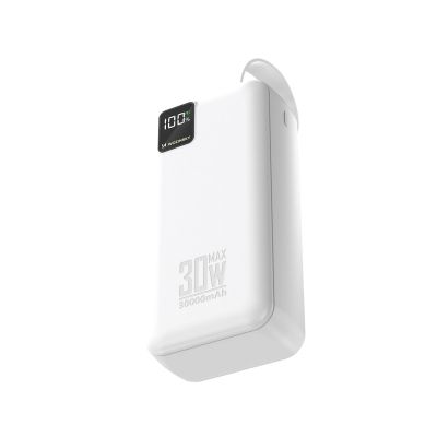 3. Wozinsky W8-W 30000mAh 30W Powerbank 2x USB-A and USB-C with Flashlight - White