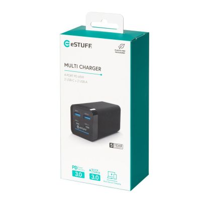 9. eSTUFF ES635200 Mobile Charger Laptop Black AC Fast Charging Internal