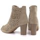 4. Women's openwork suede high-heeled ankle boots in beige Jezzi ASA283-8