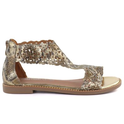 2. Women's openwork snakeskin gold sandals M.Daszyński MR24148-2