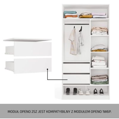 4. OPENO Drawer Module 2SZ with 2 Drawers, WHITE – for Walk-in Closet and Bedroom