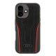 Audi Genuine Leather MagSafe iPhone 16 6.1" black-red hardcase AU-TPUPCMIP16-R8/D3-RD