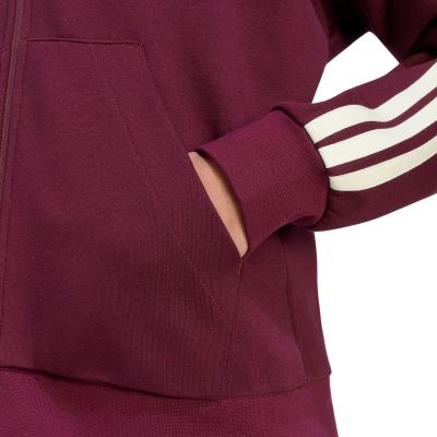 5. Women's adidas Essentials 3-Stripes Full-Zip Burgundy Sweatshirt KX0785