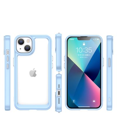 2. Outer Space Case iPhone 14 Plus hard cover with gel frame blue