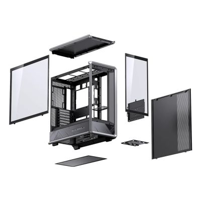 14. Jonsbo D401 PC Gehäuse, Midi Tower, ATX, Tempered Glass - black