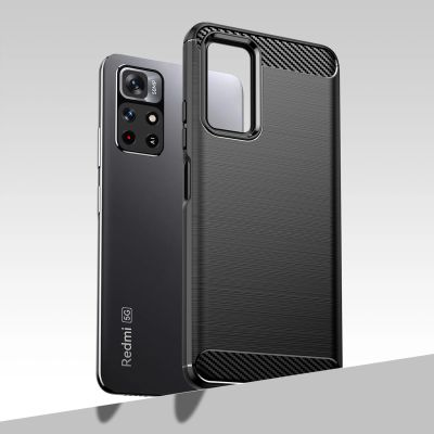 5. Carbon Case Flexible Cover Sleeve for Xiaomi Redmi Note 11 black