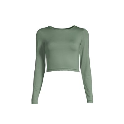 2. CASALL Crop Long Sleeve dusty green T-shirt