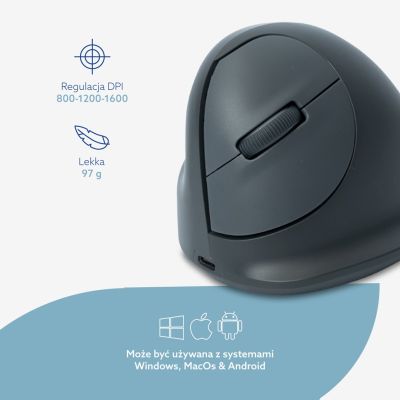 15. R-Go Tools R-Go HE Basic Vertical Mouse, Ergonomic Mouse, Medium Size (Hand Length 165-185 mm), Left-Handed, Bluetooth