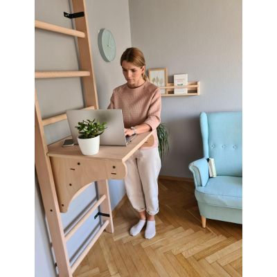 81. WOODEN PULL-UP LADDER WITH DESK BENCHK 112
