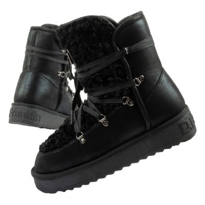 D.Franklin women's winter snow boots, fashionable fur lining, black high