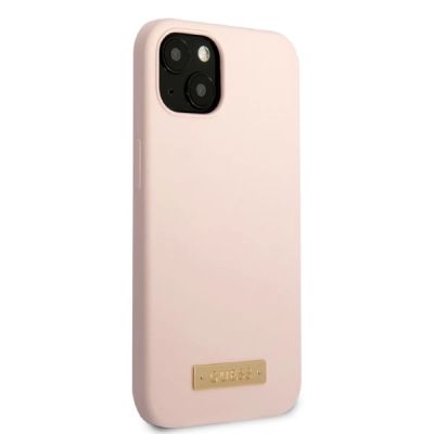 4. Guess GUHMP13MSBPLP iPhone 13 6.1" pink/pink hard case Silicone Logo Plate MagSafe
