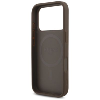 7. Guess 4G Strap Triangle Logo MagSafe case for iPhone 17 Pro - brown