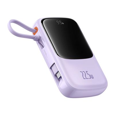 3. Baseus Qpow Pro+ 10000mAh 22.5W Power Bank with Built-in USB-C Cable and Display - Purple