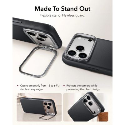 4. ESR Leather Kickstand MagSafe Case for iPhone 18 Pro Max / 17 Pro Max - Black