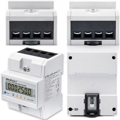 27. Qoltec 50980 Three-phase electronic meter with reset | DIN rail energy meter | 400V | 100A | LCD | LED | 4P