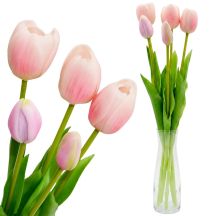 BOUQUET OF 5 LIGHT PINK TULIPS 39 CM LIKE LIFE SPRING DECORATION