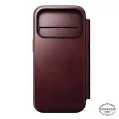 9. NOMAD Modern Leather Folio - MagSafe-compatible leather case for iPhone 17 Pro, Horween leather (burgundy)