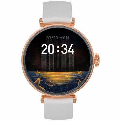 4. Smartwatch Gravity Rose Gold White 2 Straps GT26-2