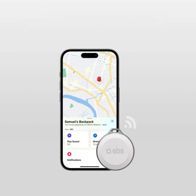 3. SBS Track My Circle Waterproof IP65 Locator Compatible with Apple Find My - White