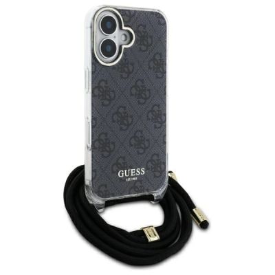 7. Guess Crossbody Cord 4G Print Case for iPhone 16 Pro Max - Black