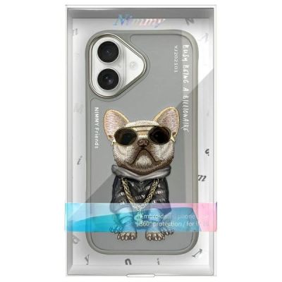 11. Nimmy Glasses Cool Dog iPhone 16 Case - Gray