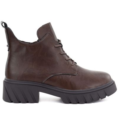 2. Women's brown leather ankle boots on the platform M.Daszyński SFY2502-11ac